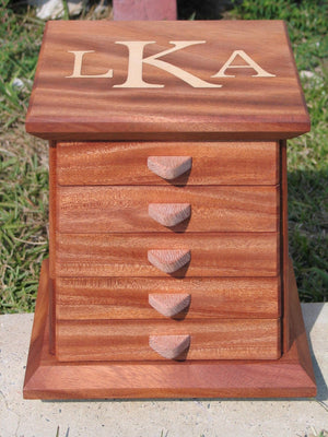 Stacked Jewelry Box with Precious Wood Inlay TheBoxWoodShop